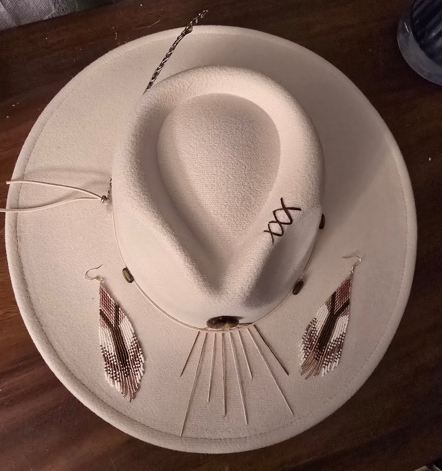 Tiger's Eye Fedora and Matching Earrings
