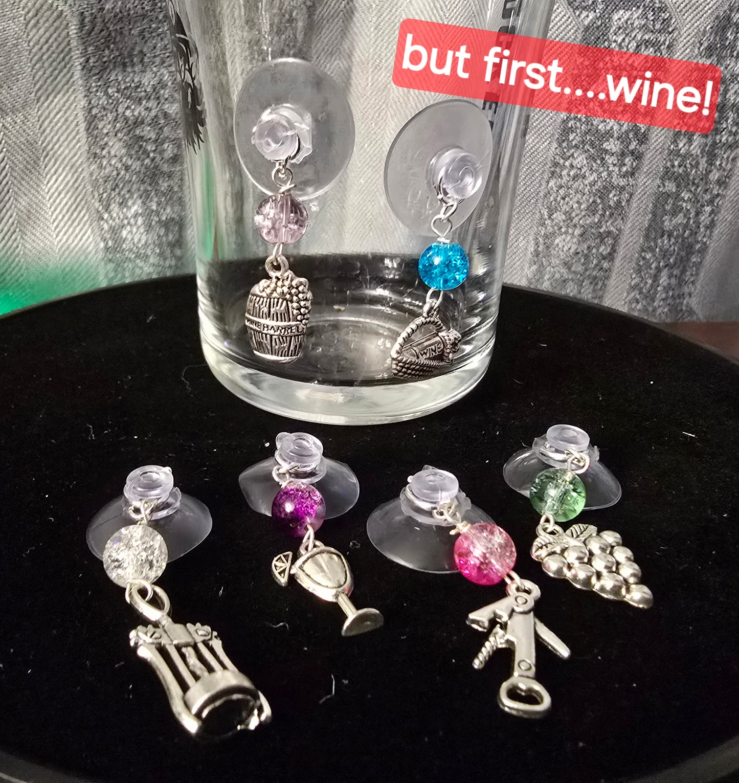 Mini suction cup drink charms
