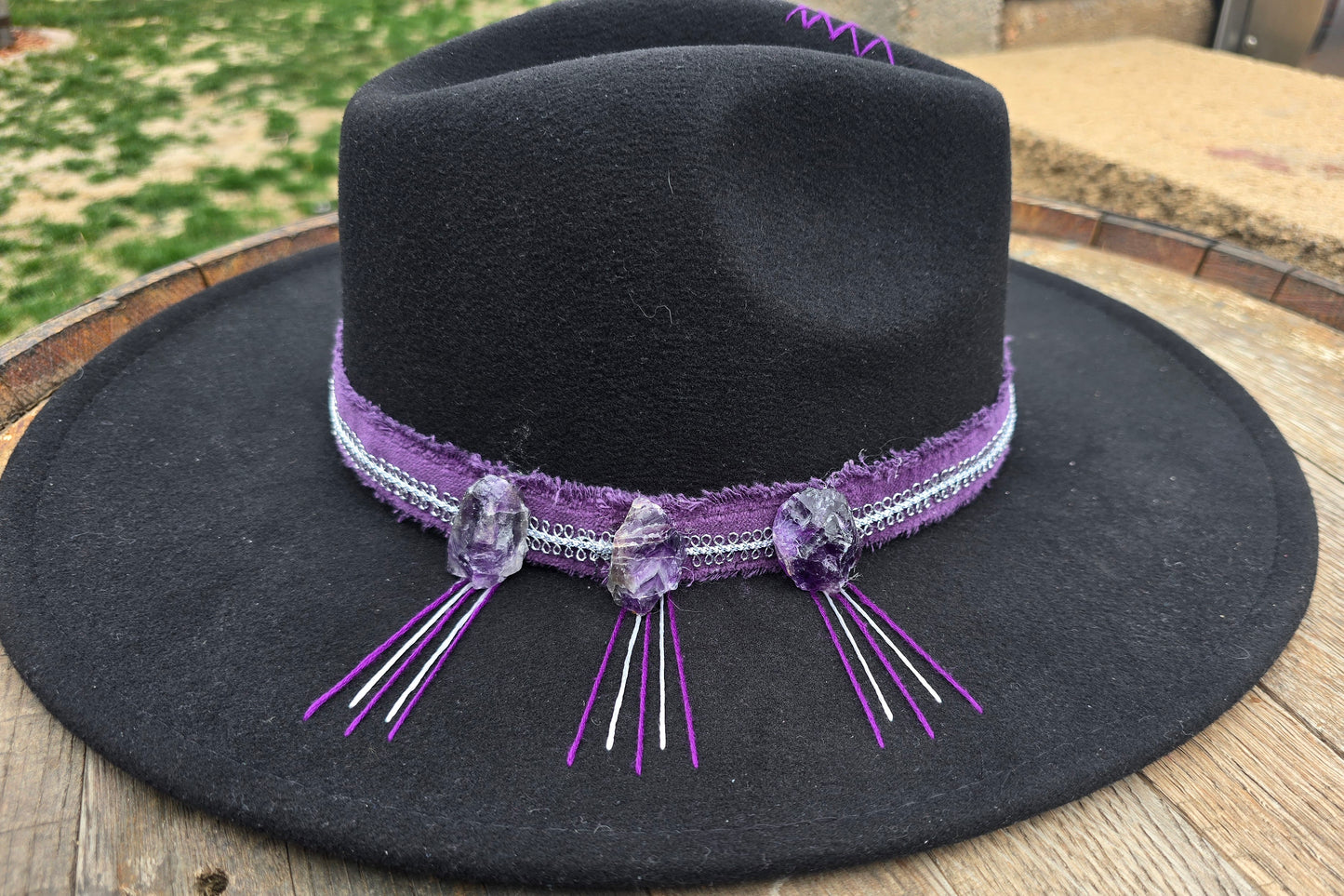 Product Name: Amethyst-Embellished Black Fedora