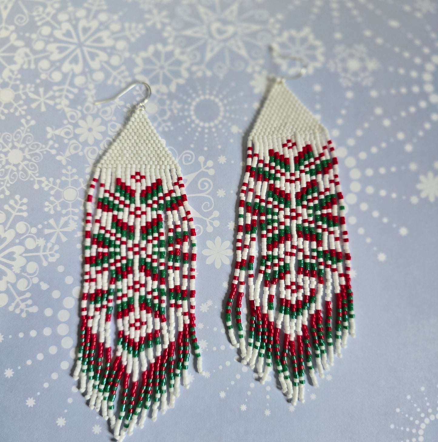 Frosted Fringe Hand beaded Earrings
