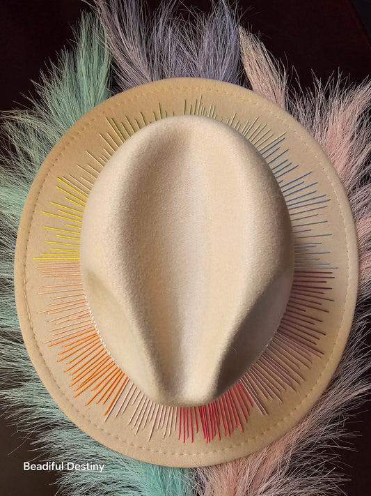 Pastel Rainbow Embroidered Fedora