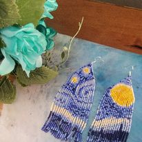 Van Gogh Starry Night Fringe Earrings