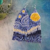 Van Gogh Starry Night Fringe Earrings