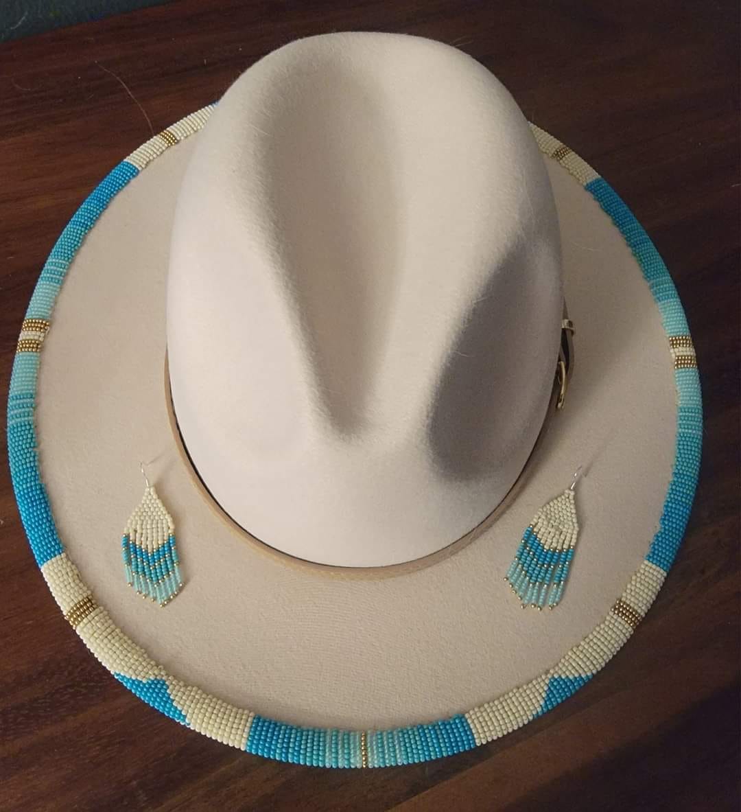 Beaded Fedora brim and earrings