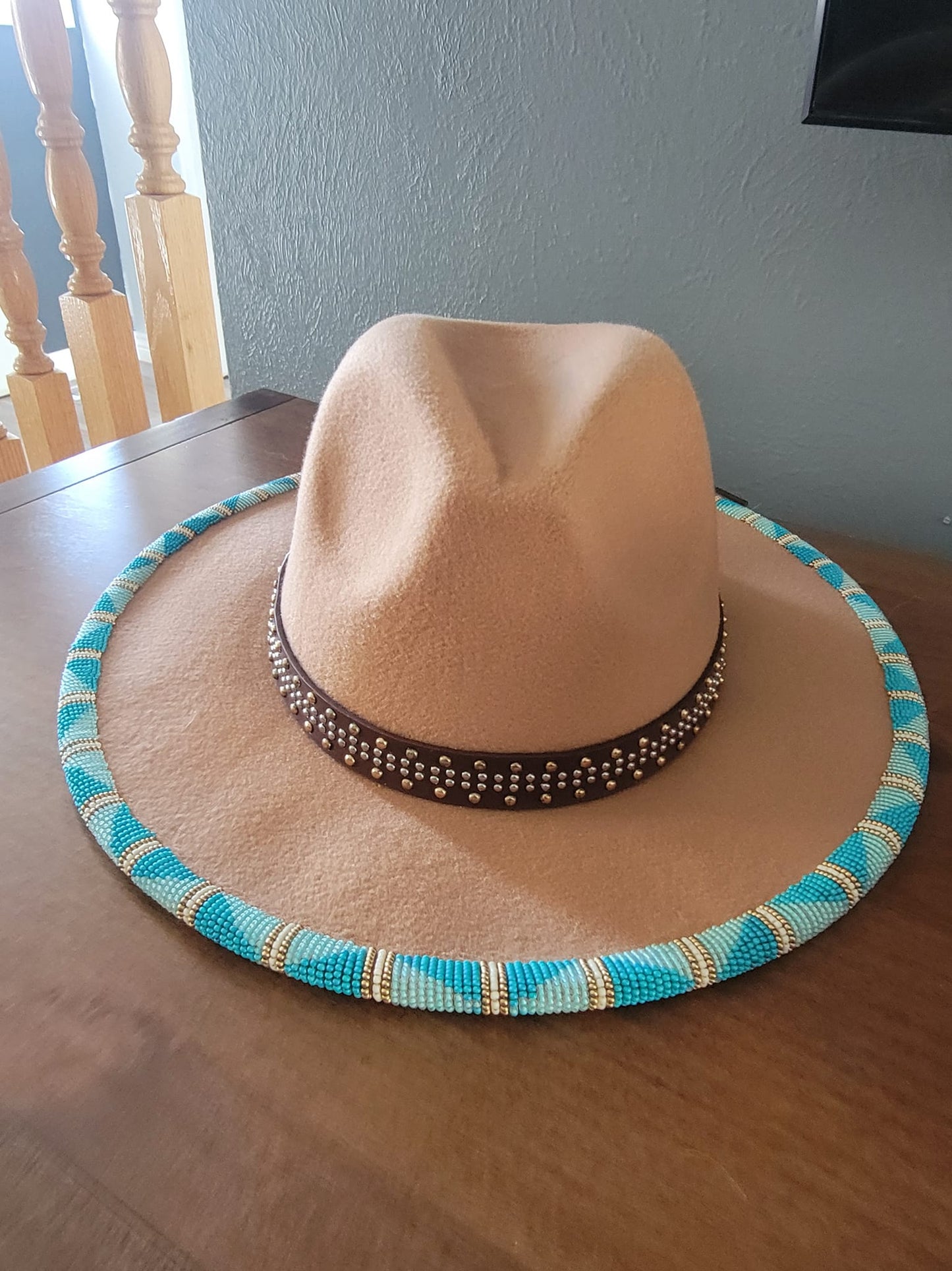 Beaded Brim Beige Fedora