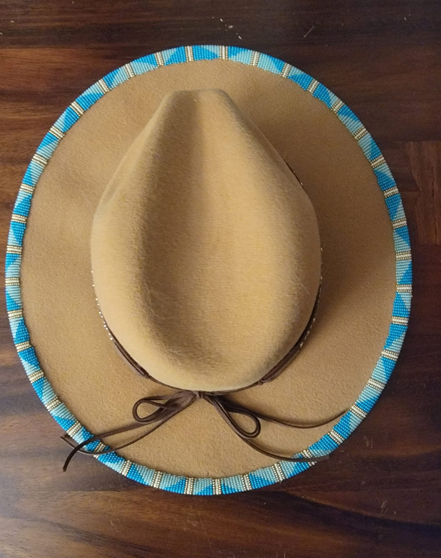 Beaded Brim Beige Fedora