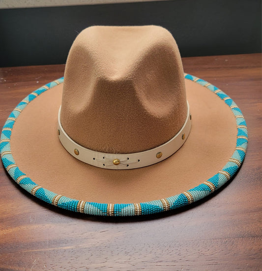 Beaded Brim Beige Fedora