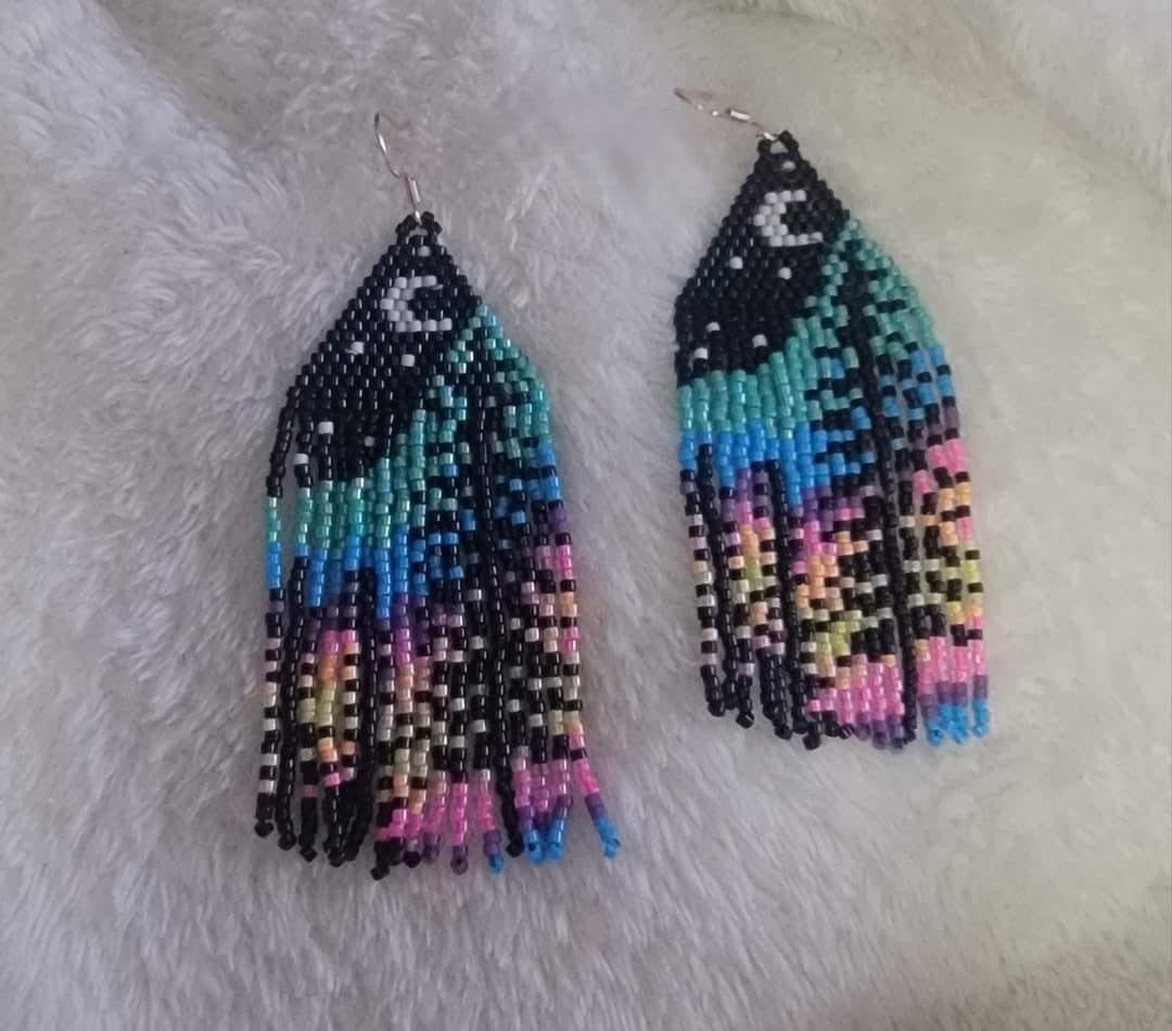 Beaded Forrest Tree Earrings