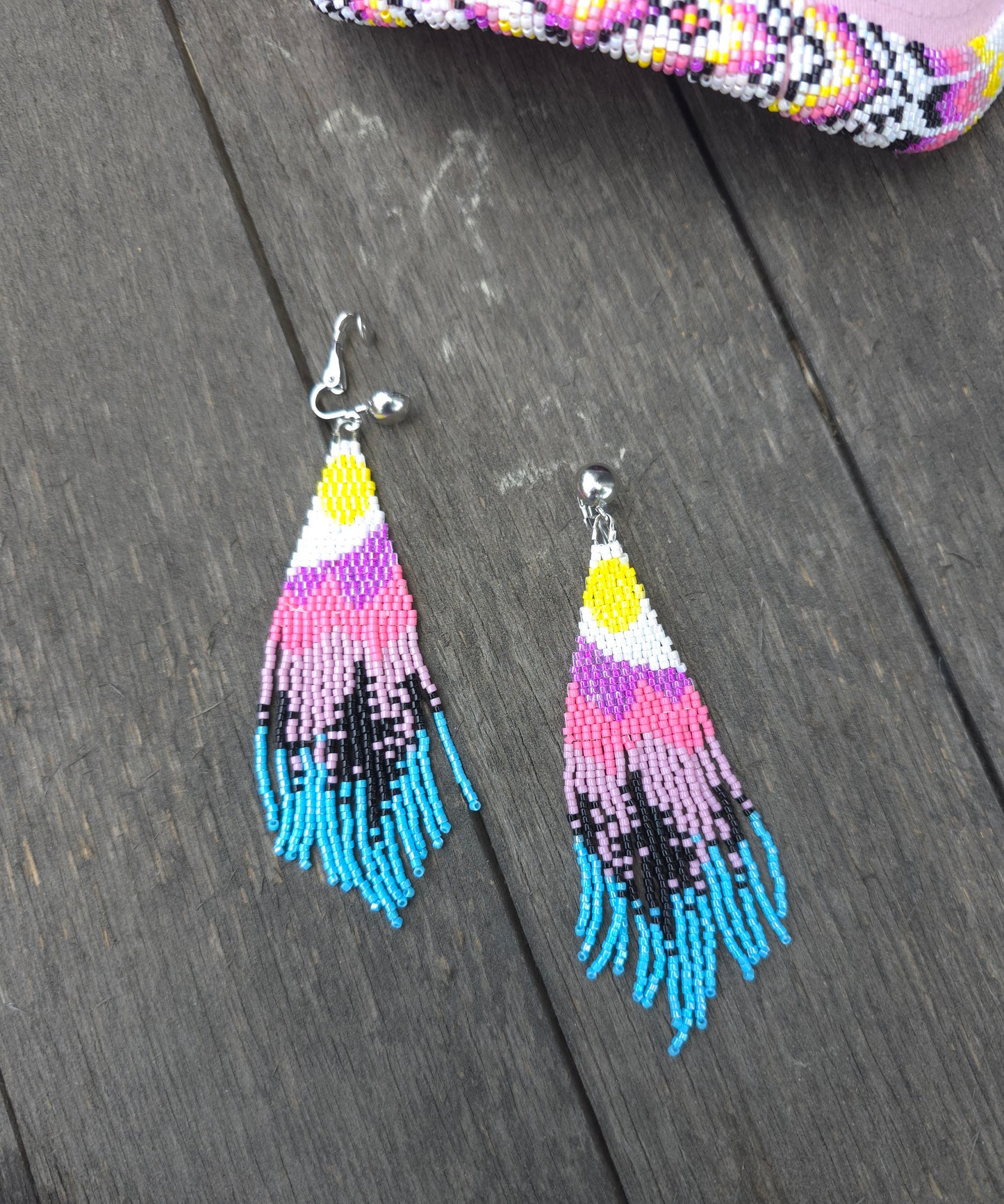 Painted Peaks Beaded Ballcap Brim and Matching Earrings