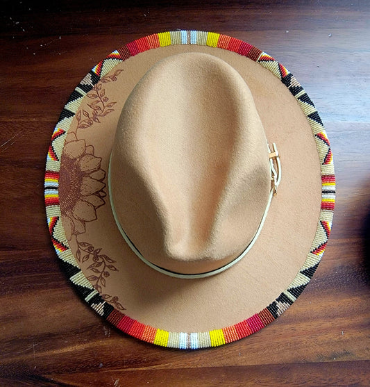 Sunflower Fedora with Beaded Brim