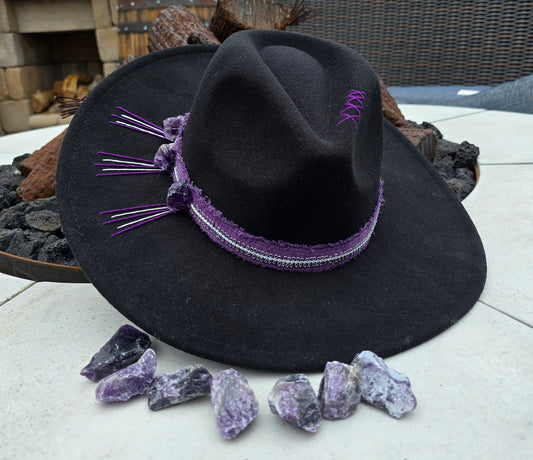 Product Name: Amethyst-Embellished Black Fedora
