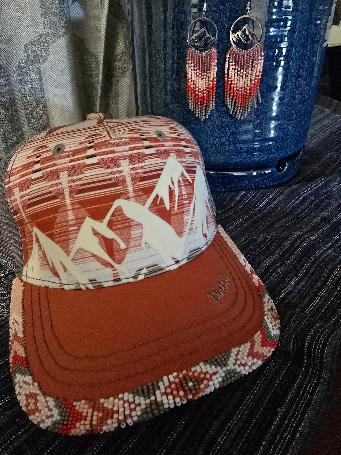 Summit Fringe Beaded Trucker Hat Brim