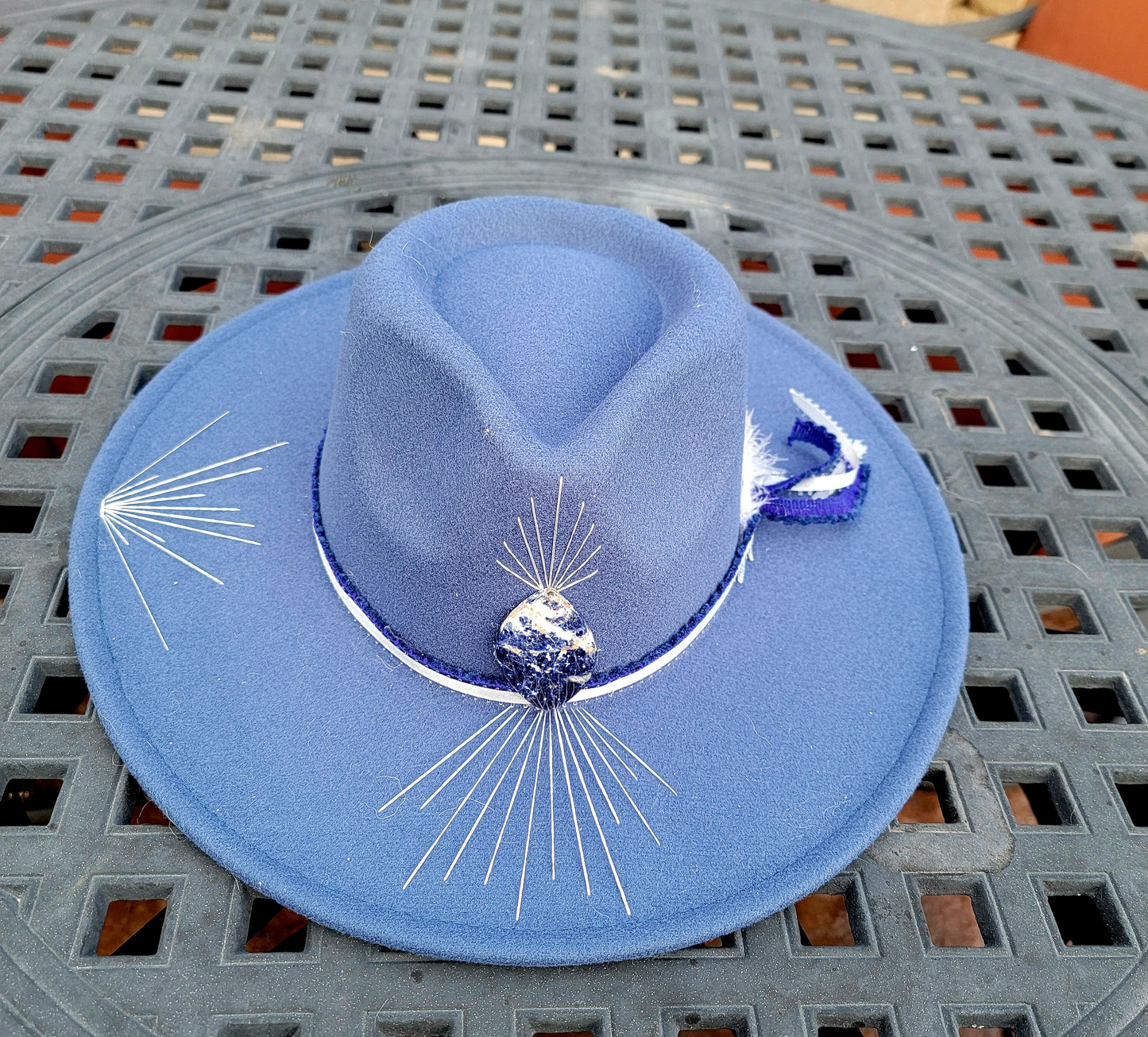 Blue Wide Brimmed Fedora