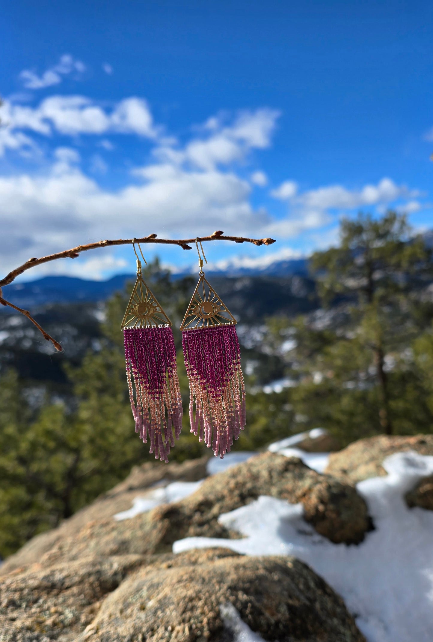 Celestial Sunburst Fringe Earrings