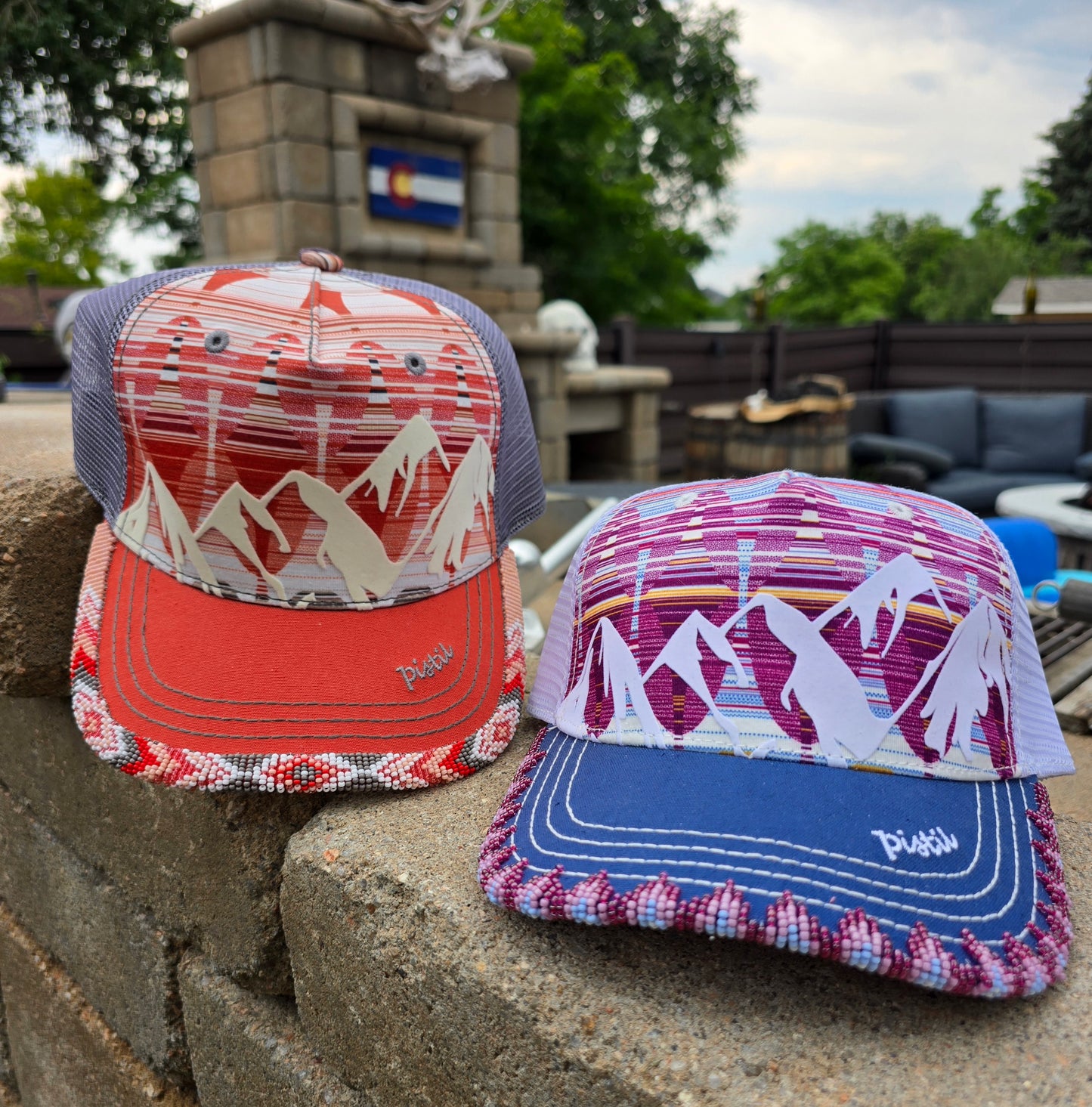 Summit Fringe Beaded Trucker Hat Brim