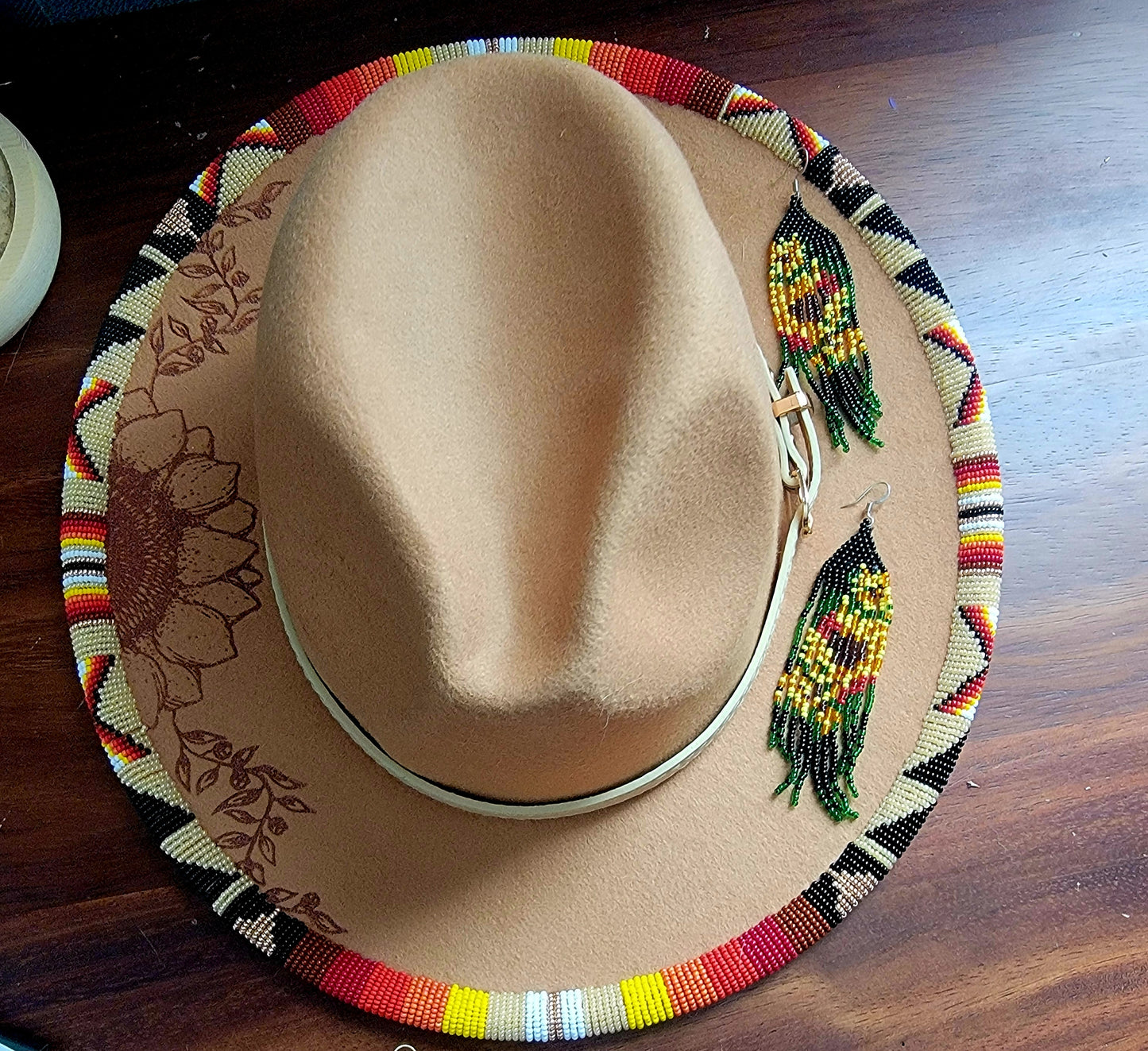 Sunflower Fedora with Beaded Brim