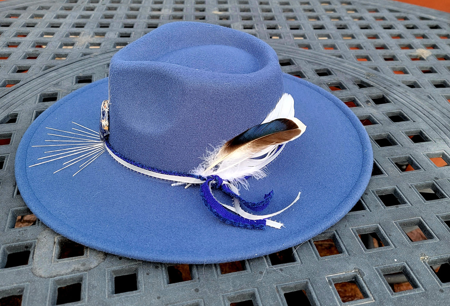 Blue Wide Brimmed Fedora