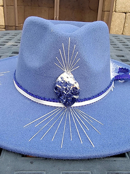 Blue Wide Brimmed Fedora