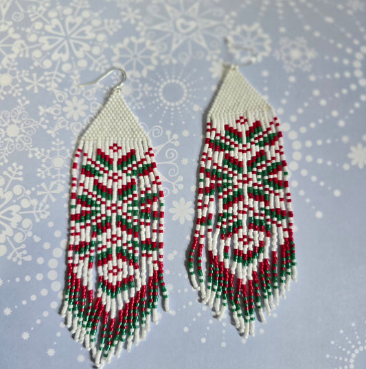 Frosted Fringe Hand beaded Earrings