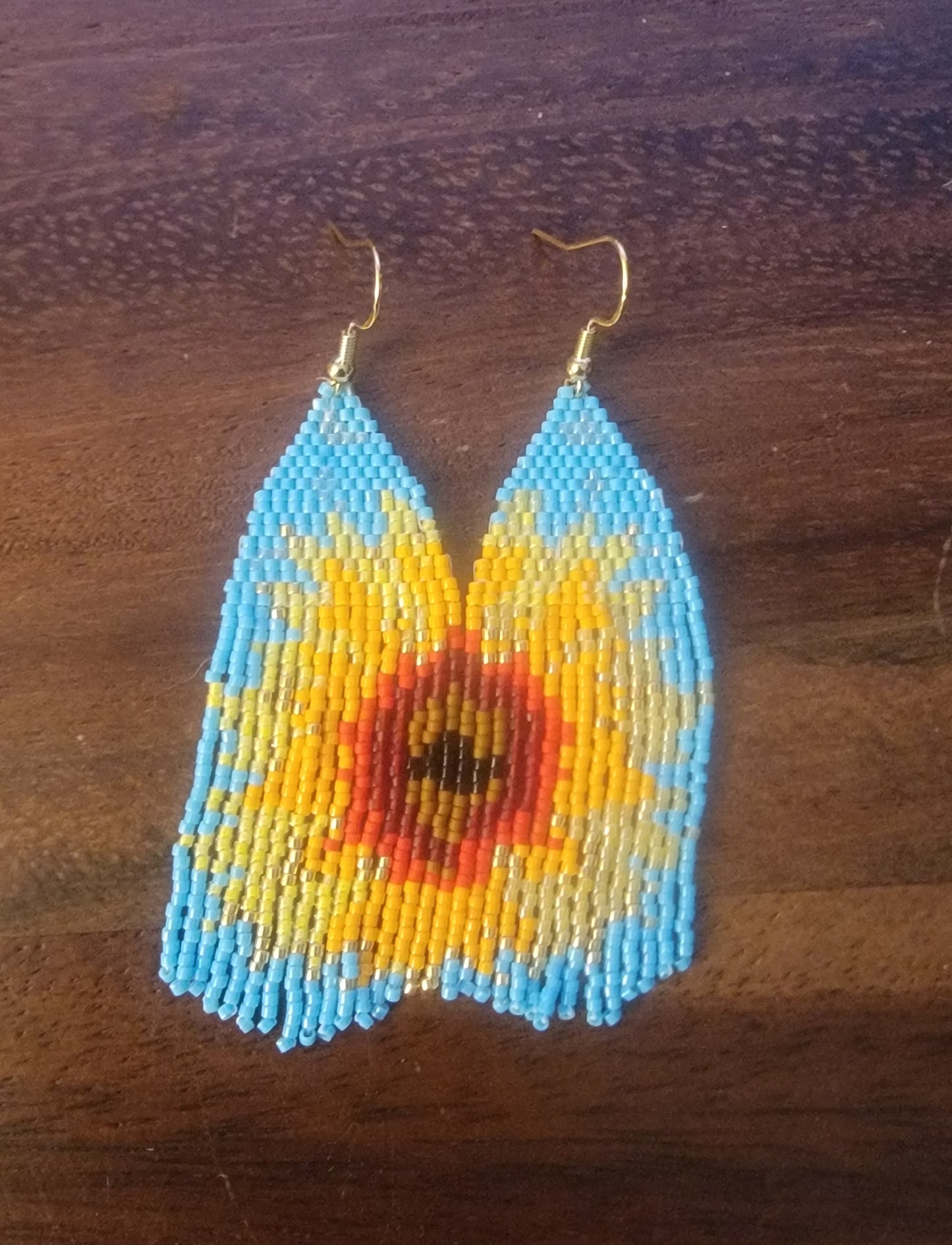 Beaded Sunflower Earrings