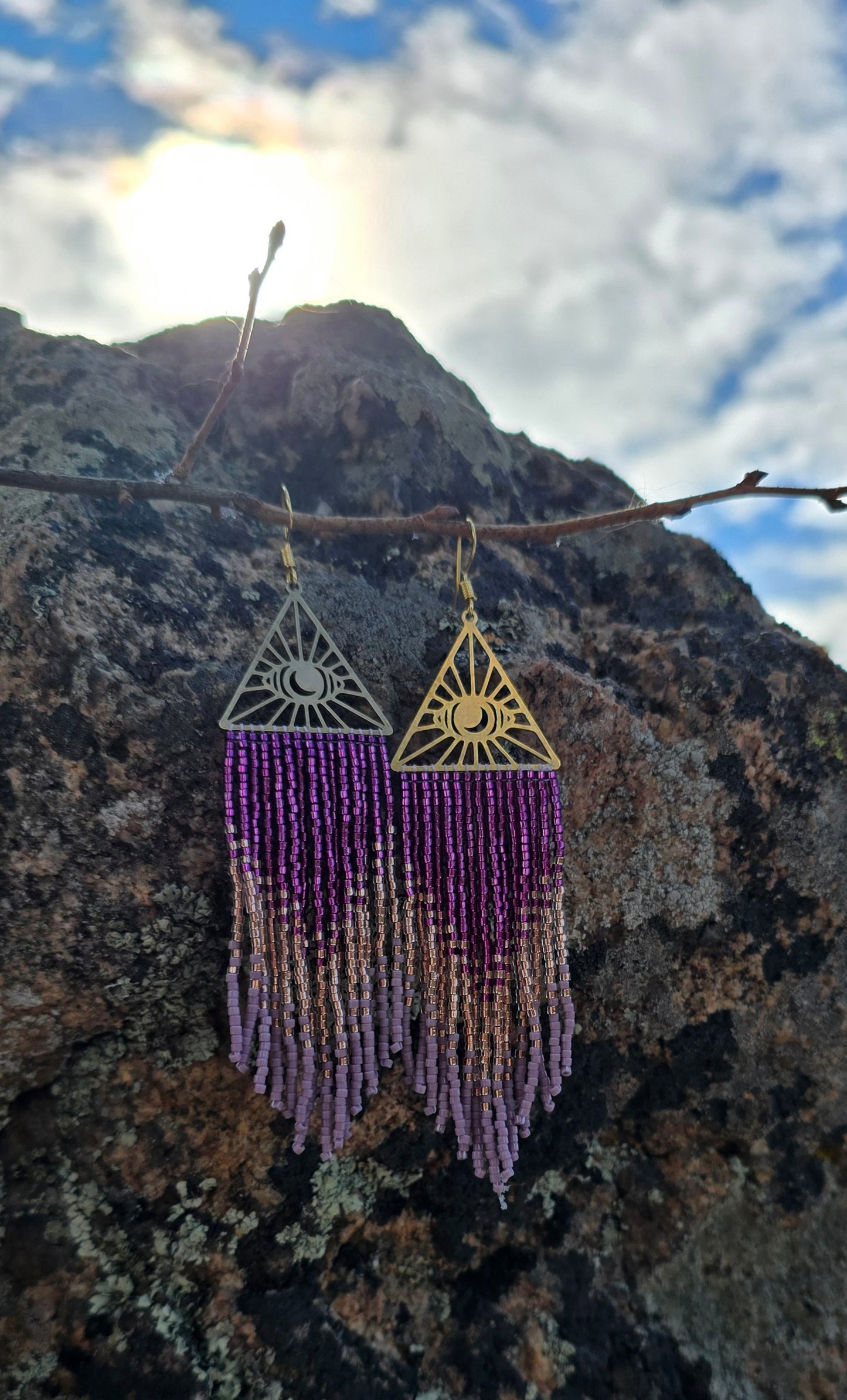 Celestial Sunburst Fringe Earrings